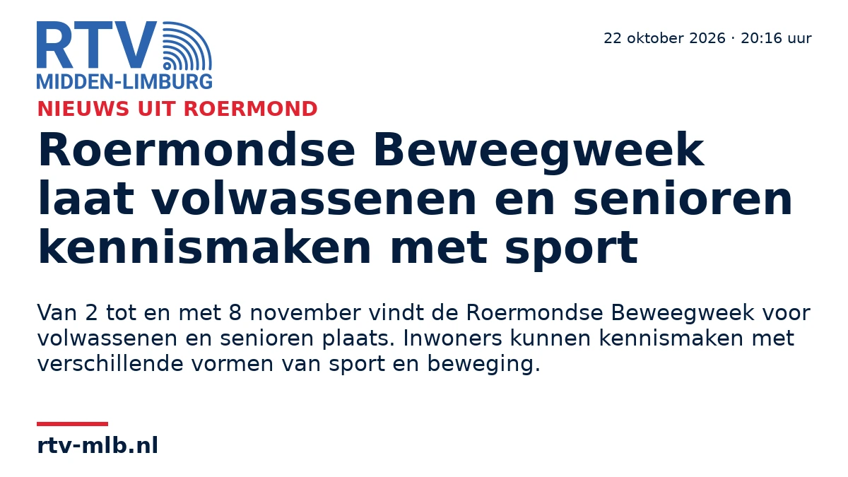 Roermondse Beweegweek laat volwassenen en senioren kennismaken met sport — RTV Midden-Limburg