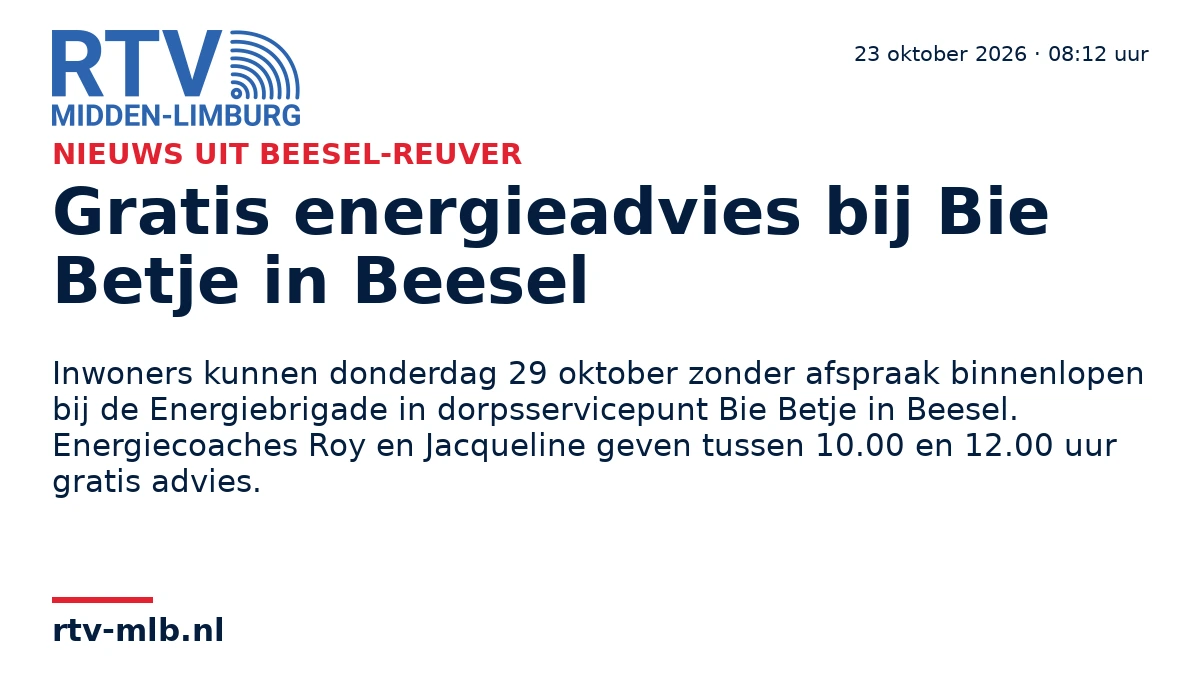 Gratis energieadvies bij Bie Betje in Beesel — RTV Midden-Limburg