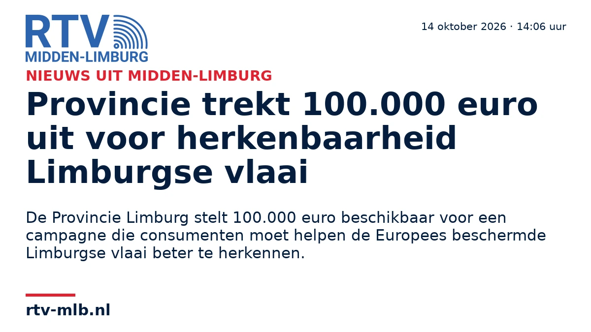Provincie trekt 100.000 euro uit voor herkenbaarheid Limburgse vlaai — RTV Midden-Limburg