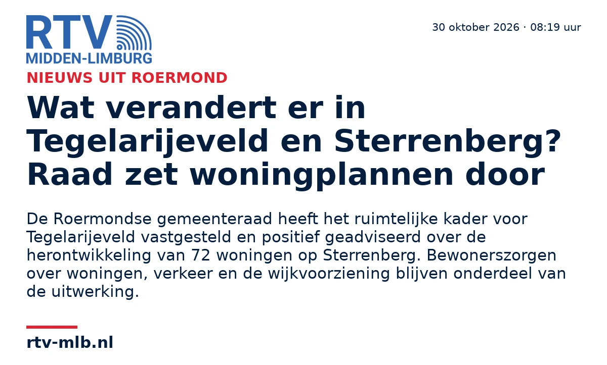 Wat verandert er in Tegelarijeveld en Sterrenberg? Raad zet woningplannen door — RTV Midden-Limburg