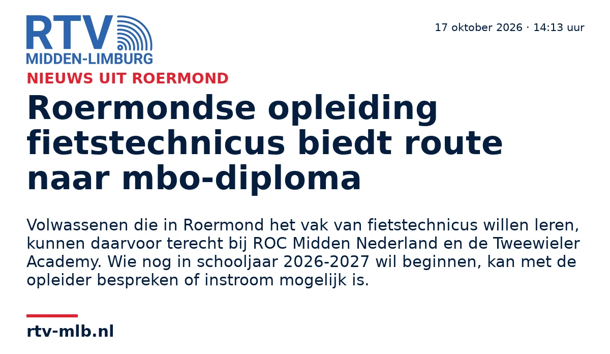 Roermondse opleiding fietstechnicus biedt route naar mbo-diploma — RTV Midden-Limburg